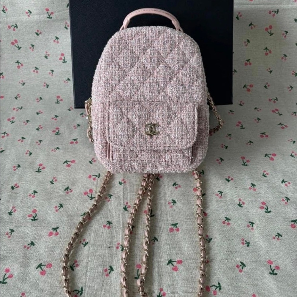 Chanel Gift with Purchase Pink Tweed Mini Backpack PREORDER